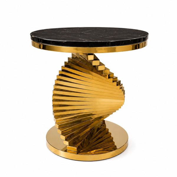 Mesa Lateral Hercules Gold con estructura dorada y cubierta elegante
