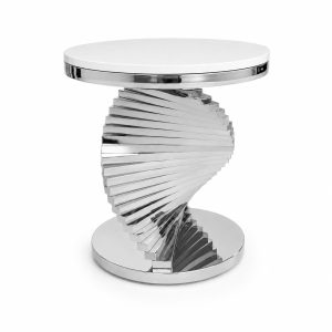 Mesa Lateral Hercules plateada Ø50 cm – Estambul Design
