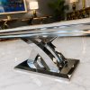 Detalle de base plateada Mesa Troya Silver