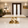 Mesa Poseidon Gold vista frontal con base dorada