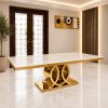 Mesa Poseidon Gold con cubierta blanca marmoleada