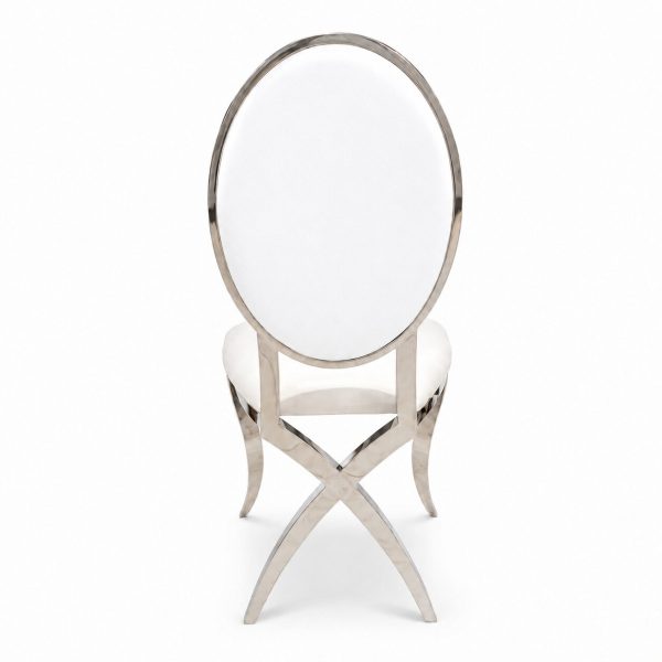respaldo silla de comedor plateada con tapiz blanco