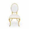 Silla de comedor dorada Pegaso con tapiz blanco