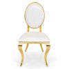 Silla de comedor dorada Pegaso con tapiz blanco