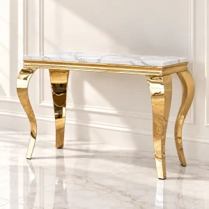 Arrimo Cosmo Gold dorado con cubierta de mármol blanco