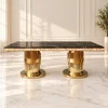 Mesa de Comedor Horus Gold con cubierta negra, vista frontal