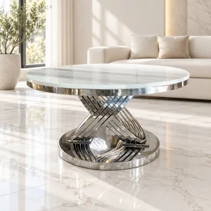 Mesa de Centro Orion Silver con mármol blanco
